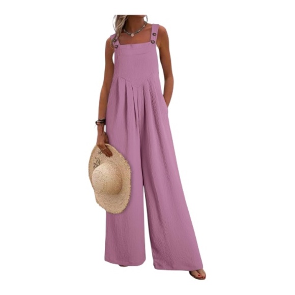 Pants - ✨ EUC Dusty Rose Casual Wide Leg Overalls Jumpsuit | Size XL